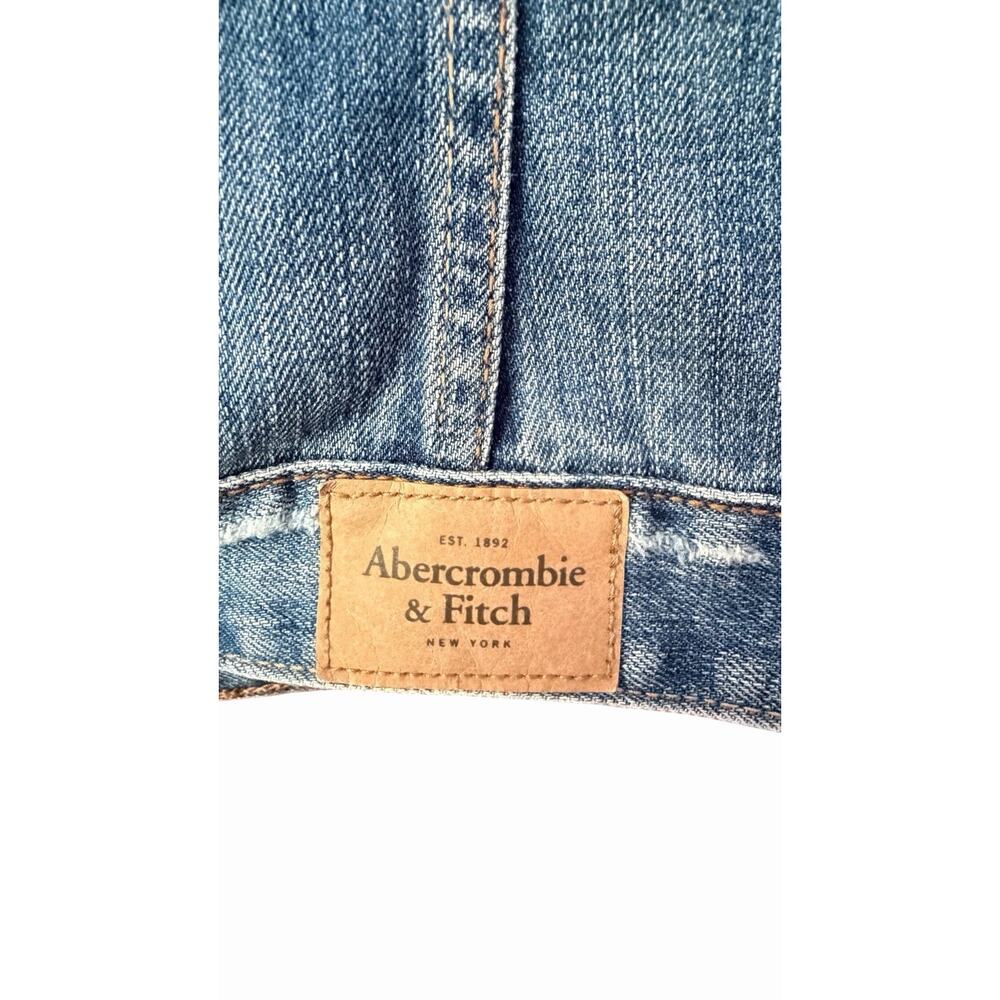 Abercrombie & Fitch Vintage Distressed Denim Trucker Jacket Y2K Women's Size M - Picture 14 of 16
